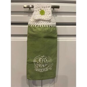 Crochet Top Kitchen Towel- Eat Your Veggies
